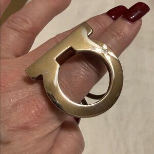 Salvatore Ferragamo Larger Size Silver Scarf Ring